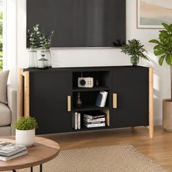 Black Storage Cabinet Sideboard 107x38x60 cm Engineered Wood