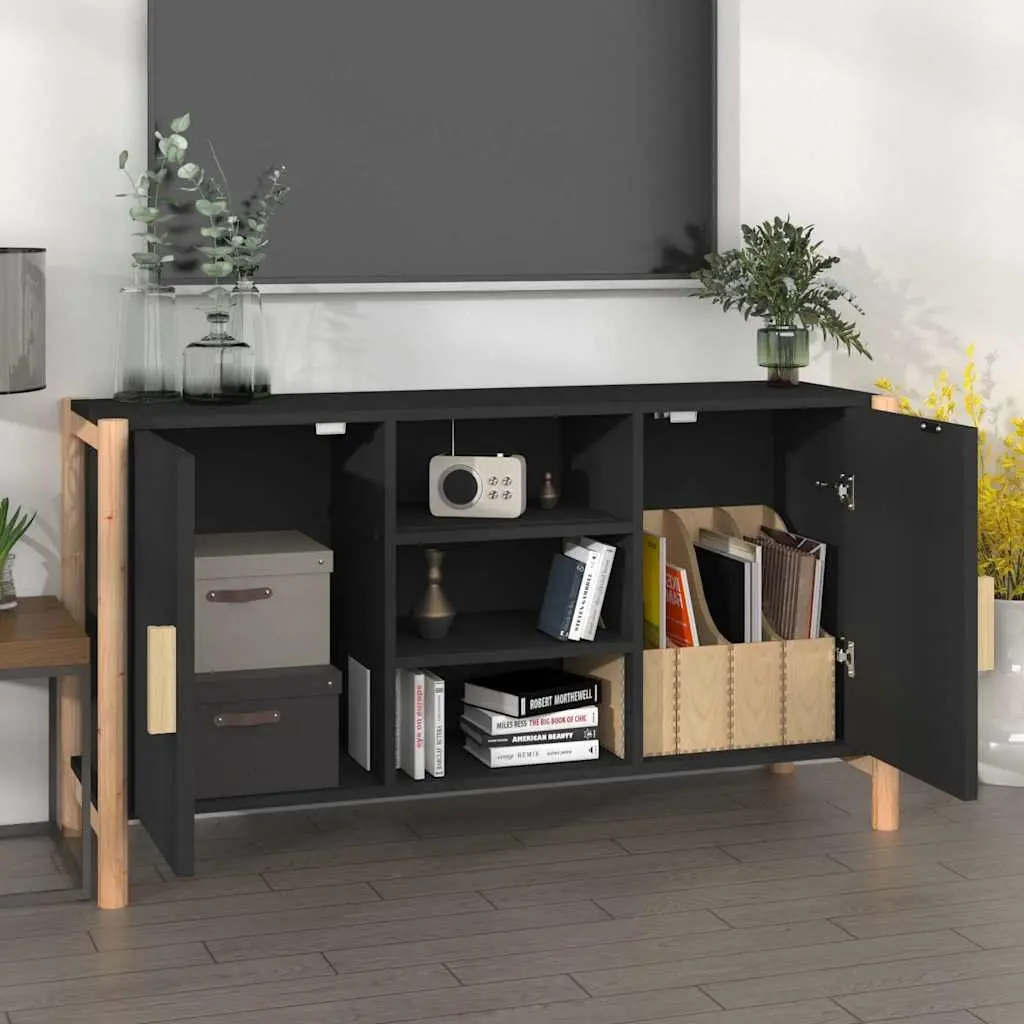 Sideboard Black Storage Cabinet Engineered Wood 107x38x60 cm