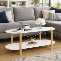 White Engineered Wood Coffee Table with Ample Storage