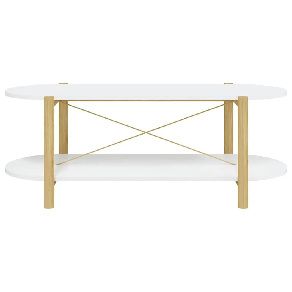 Coffee Table Storage White Engineered Wood Living Room 110 x 48 x 40 cm