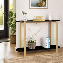 Engineered Wood Console Table with Solid Wood Legs