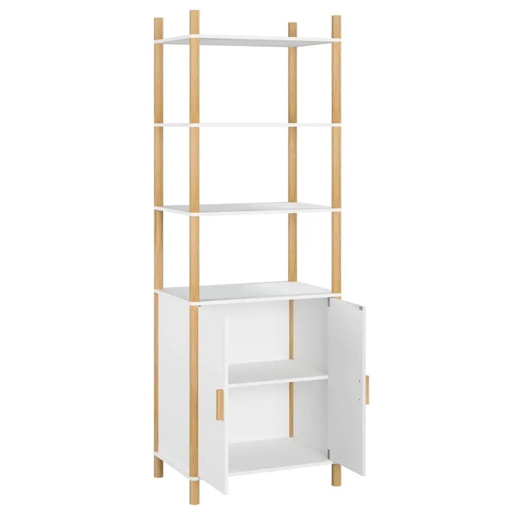 Highboard Storage Cabinet Engineered Wood White 60x40x173cm with Solid Wood Legs