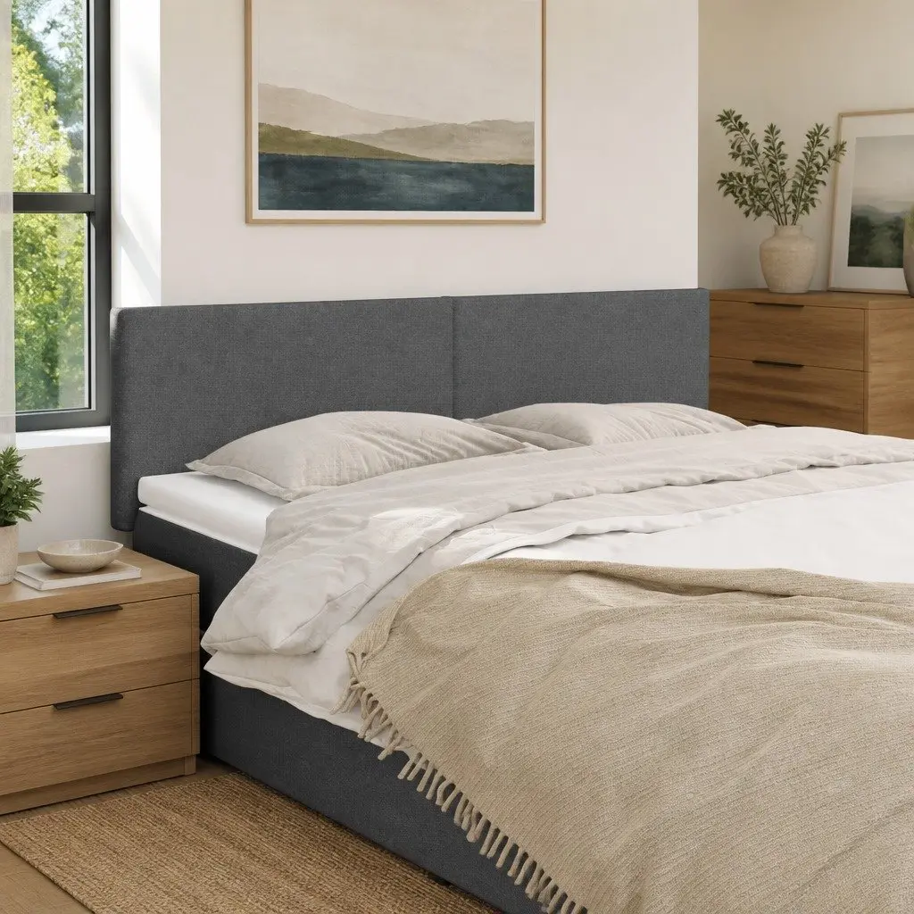 Fabric Headboard Adjustable Height 144x5x78/88 cm Dark Grey
