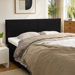 Adjustable Height Black Faux Leather Headboard