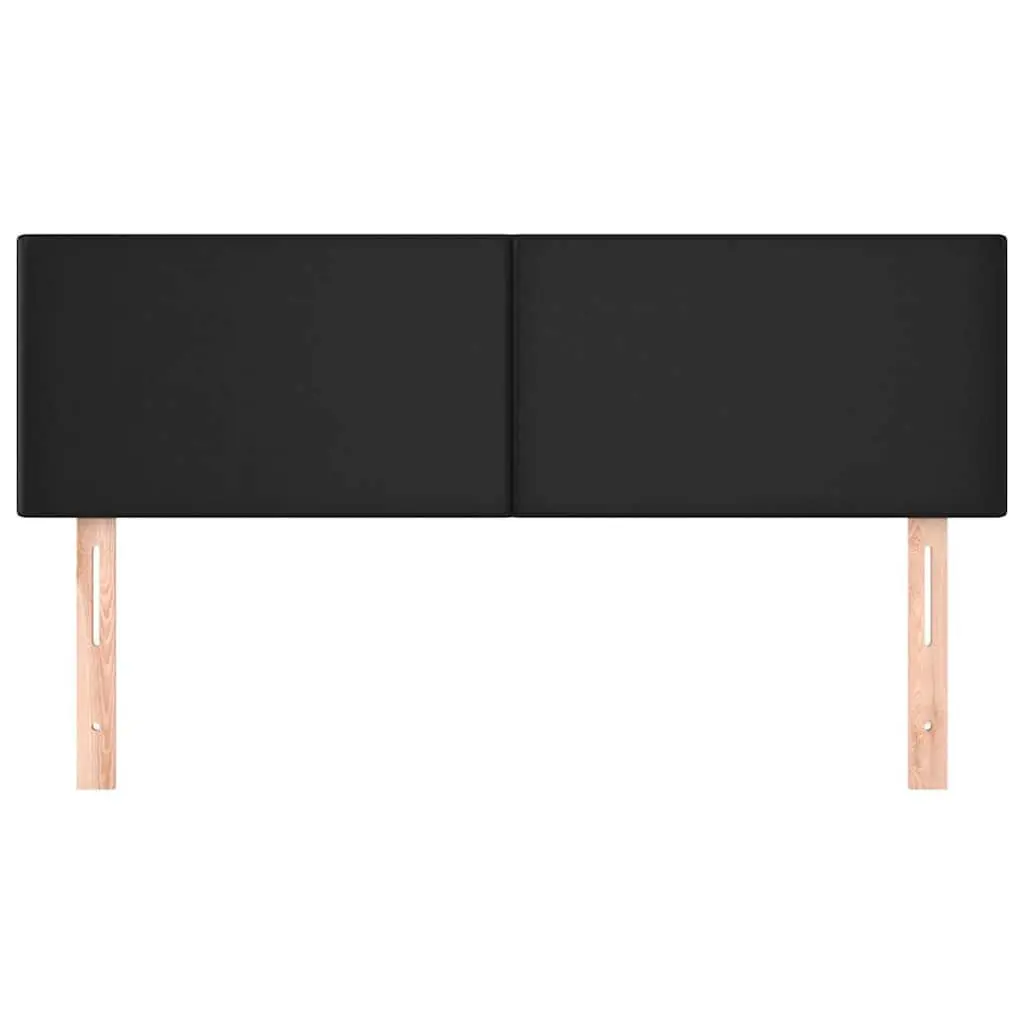 Headboard Adjustable Height Faux Leather Black Wooden Legs
