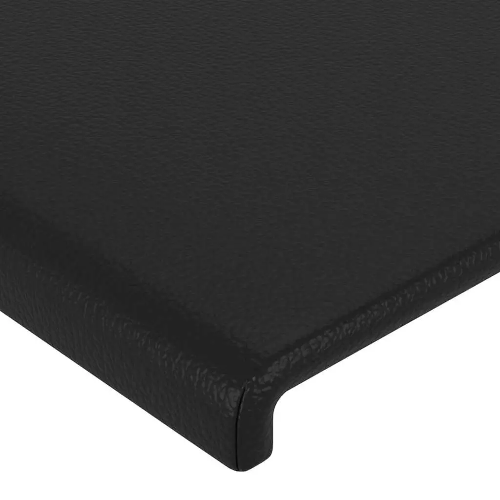 Headboard Adjustable Height Faux Leather Black Wooden Legs