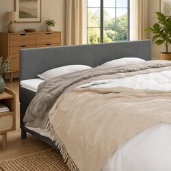 Adjustable Height Dark Grey Fabric Headboard