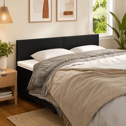 Adjustable Height Black Faux Leather Headboard
