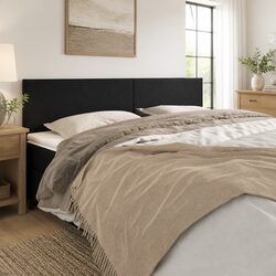 Adjustable Height Velvet Headboard Black 160cm