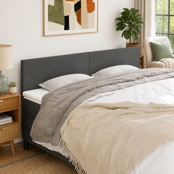 Adjustable Dark Grey Headboard 200x5x78/88 cm Fabric Construction