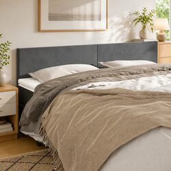 Grey Velvet Headboard 200cm with Adjustable Height