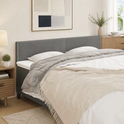 Adjustable Height Upholstered Headboard in Grey Fabric