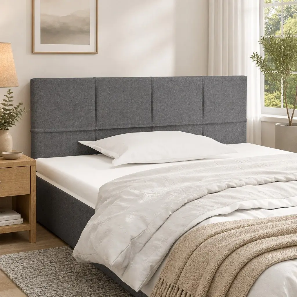 Fabric Headboard Adjustable Height Dark Grey 100cm Bedroom Bed Support