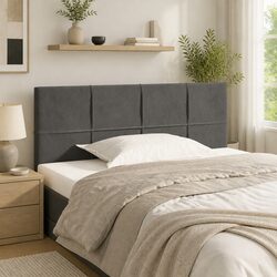100cm Dark Grey Velvet Headboard with Wooden Legs