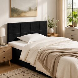100 cm Black Velvet Headboard with Wooden Legs