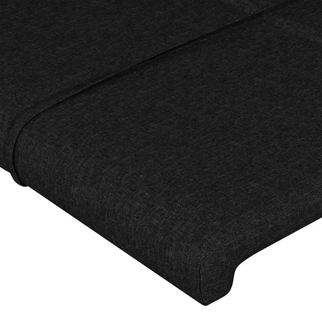 Fabric Headboard Adjustable Height Black Wood Legs