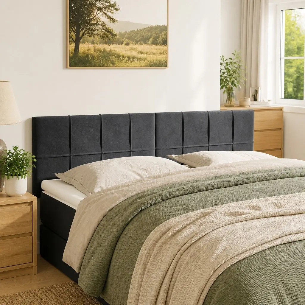 Velvet Headboard Adjustable Height 144cm Grey
