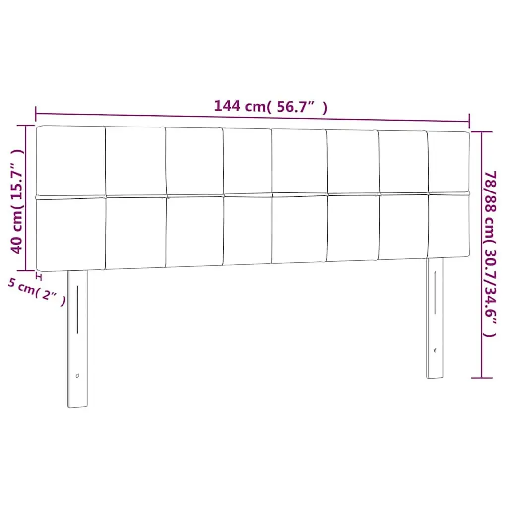 Velvet Headboard Adjustable Height 144cm Grey
