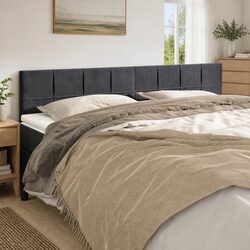Adjustable Height Dark Grey Velvet Headboard 160cm