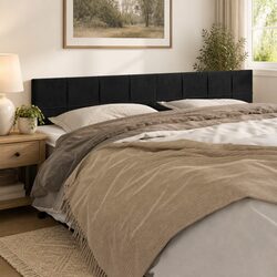 Adjustable Height Black Velvet Headboard 160cm