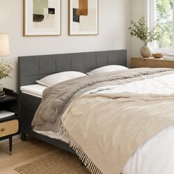Adjustable Grey Fabric Headboard with Wooden Legs