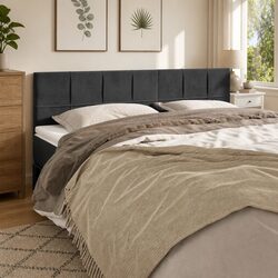 Adjustable Grey Velvet Headboard with Wooden Supports