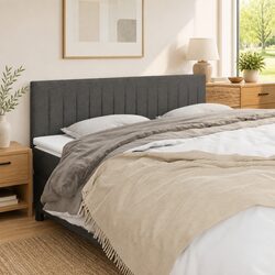 Fabric Headboard Grey 160x5x78/88 cm with Wooden Legs
