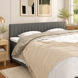 Adjustable Height Dark Grey Fabric Headboard