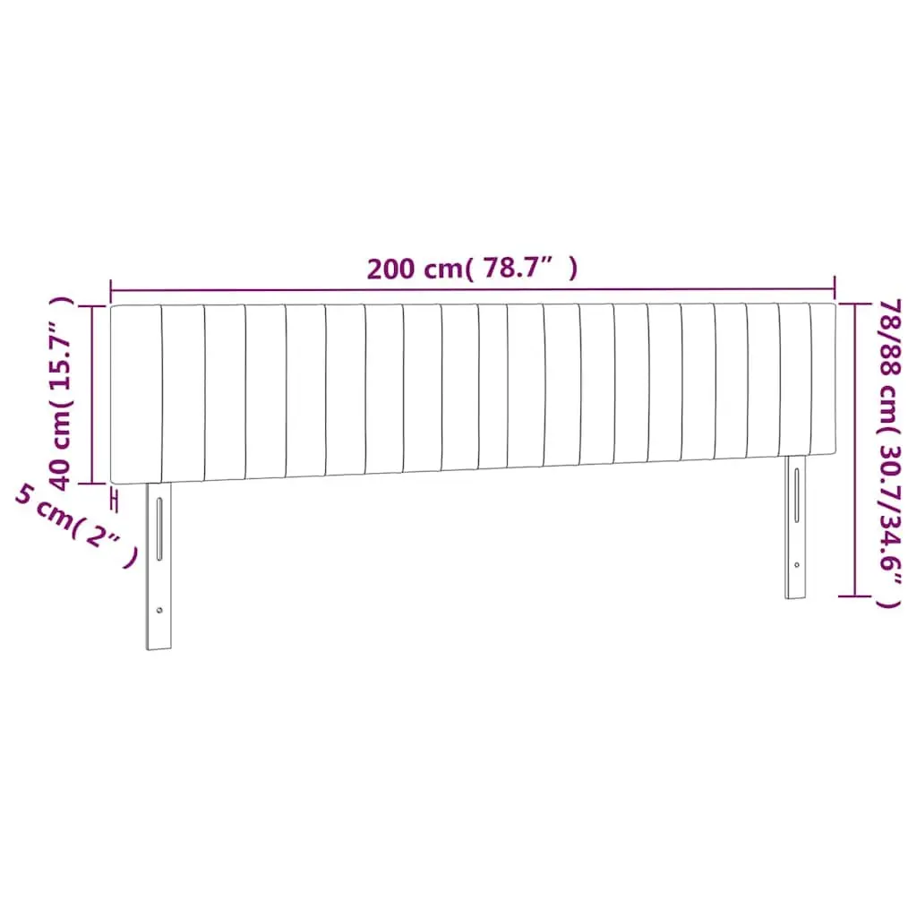 Headboard Adjustable Height Dark Grey 200x5x78/88 cm Fabric