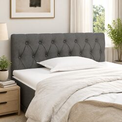 Adjustable Height Fabric Headboard in Dark Grey