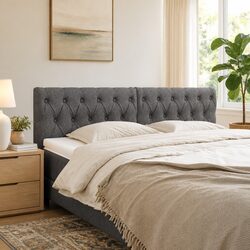 Dark Grey Fabric Headboard 160x7x78/88 cm