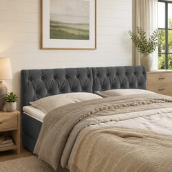 Headboard Dark Grey 160x7x78/88 cm with Velvet Upholstery