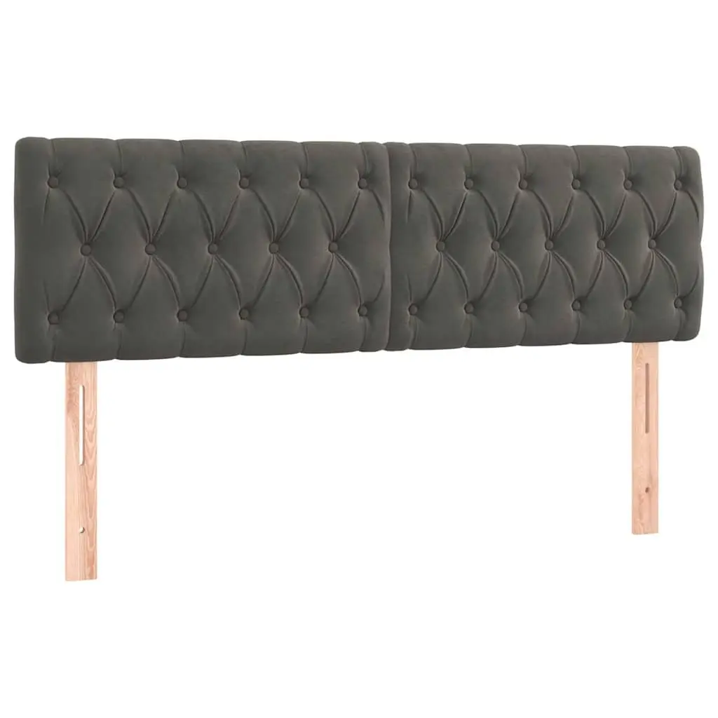 Headboard Velvet Back Support Adjustable Height 160x7x78/88 cm Dark Grey