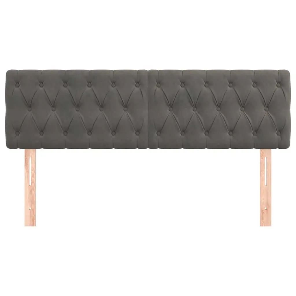 Headboard Velvet Back Support Adjustable Height 160x7x78/88 cm Dark Grey