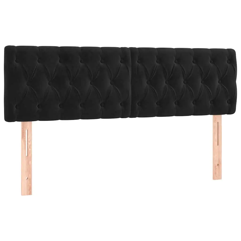 Black Velvet Upholstered Headboard Adjustable Height 160cm with Wooden Legs for Bed Frame