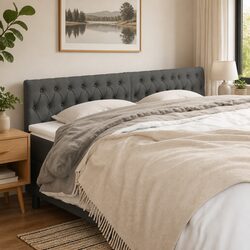 Adjustable Height Headboard in Dark Grey Fabric