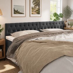 Grey Velvet Headboard 200 cm Wide with Wooden Legs