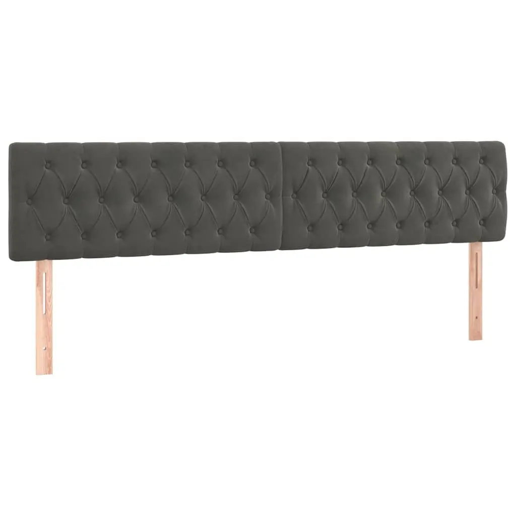 Adjustable Height Grey Velvet Headboard 200cm Wide Wooden Legs Bedroom