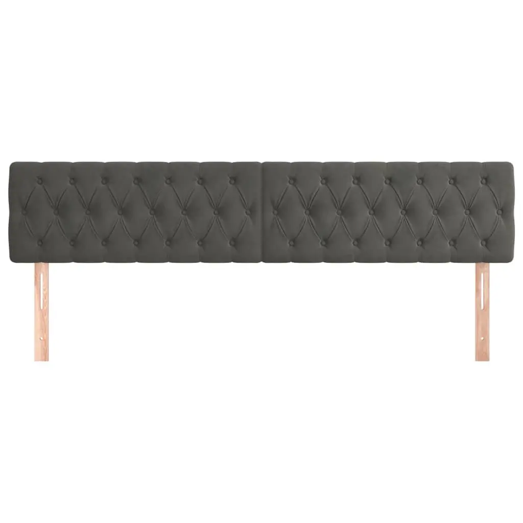 Adjustable Height Grey Velvet Headboard 200cm Wide Wooden Legs Bedroom