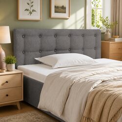 100cm Dark Grey Fabric Headboard with Wooden Supports