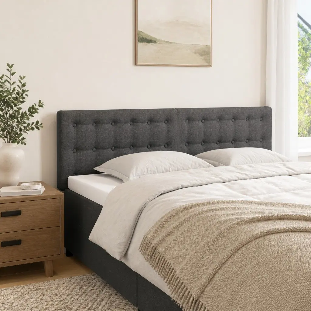 Headboard Adjustable Height Grey Fabric 144x5x78/88 cm