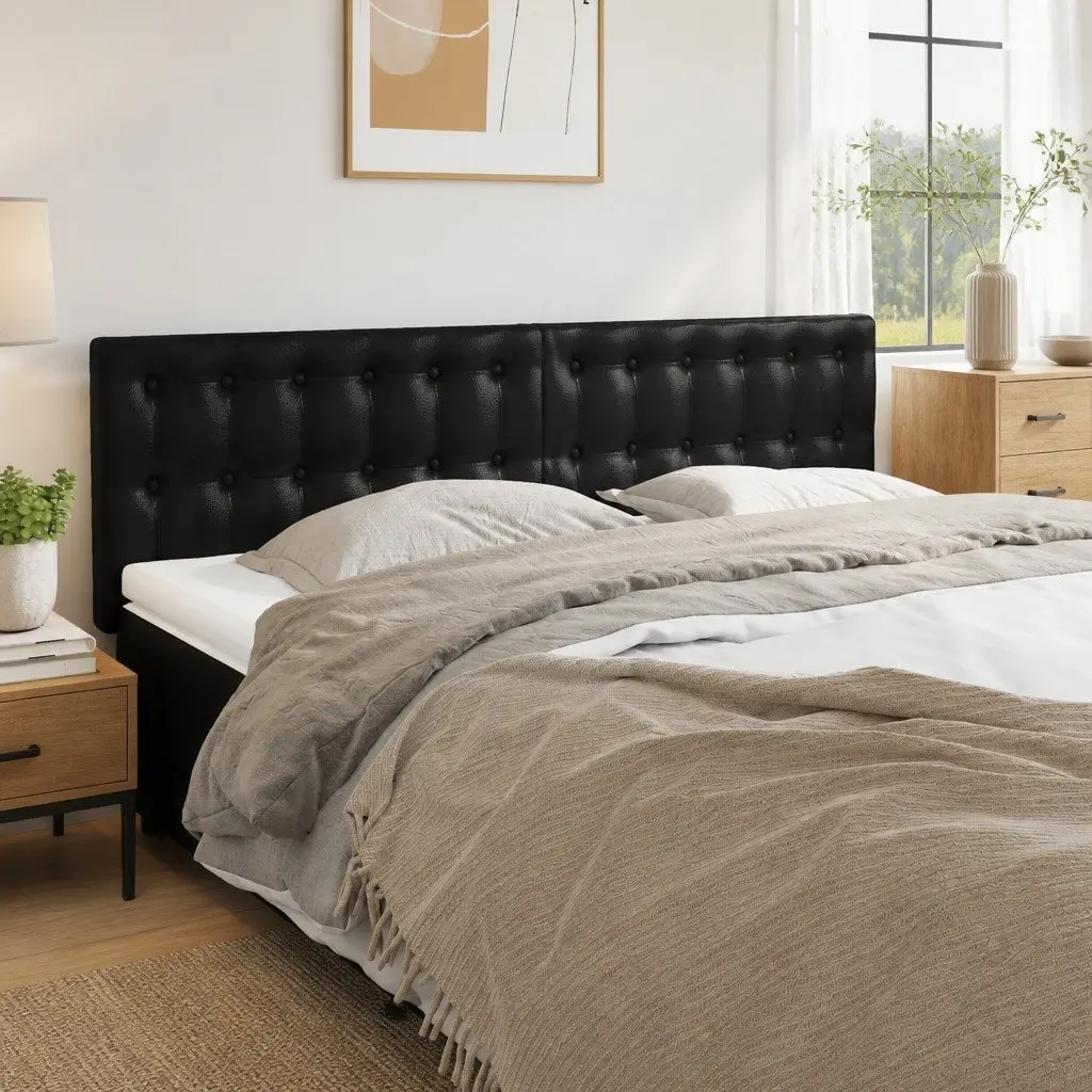 Faux Leather Headboard Adjustable Height 144cm Black Bedroom Furniture Wooden