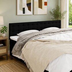 Adjustable Black Fabric Headboard 160x5x78/88 cm