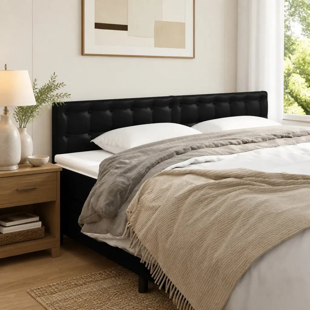 Faux Leather Headboard Adjustable Height 160cm Black