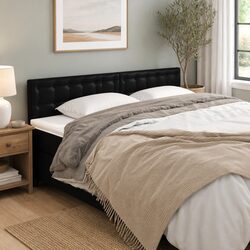 200x5x78/88 cm Black Faux Leather Headboard