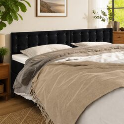 Black Velvet Headboard with Adjustable Height, 200cm