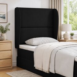 Wave Ear Headboard in Black with Foam Filling