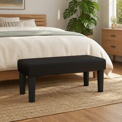 Durable Black Faux Leather Bench with Foam Seat