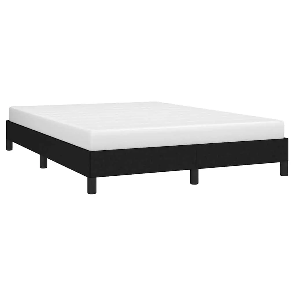 Queen Bed Frame Sturdy Fabric Black 152x203 cm Plywood Slats Supportive Legs