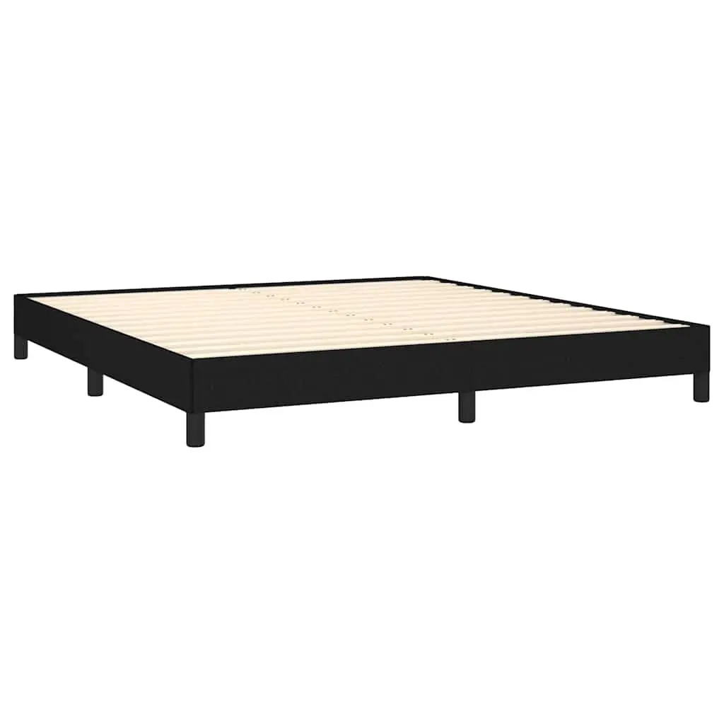 Queen Bed Frame Sturdy Fabric Black 152x203 cm Plywood Slats Supportive Legs